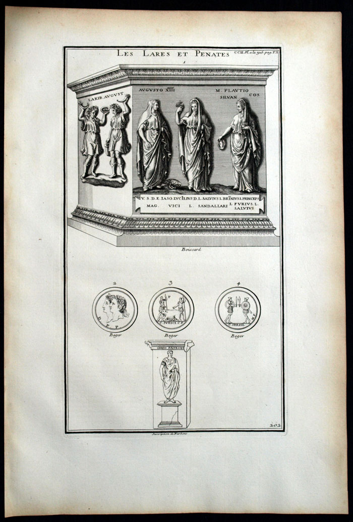 Lares Penates Religion Romaine AntiquitÃ© Montfaucon Rome Gravure XVIIIe