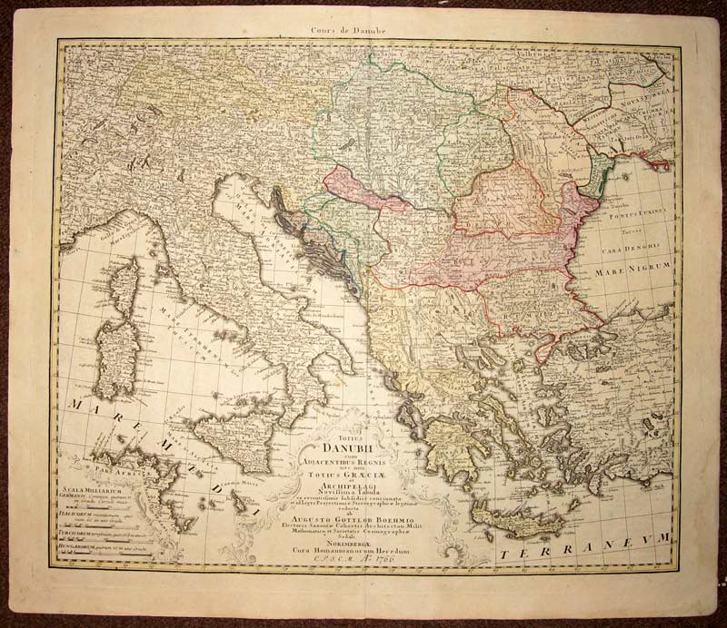 Karte Originell Alte Der Verlauf Der Donau Et De Griechenland Von Homann 1766 Ebay